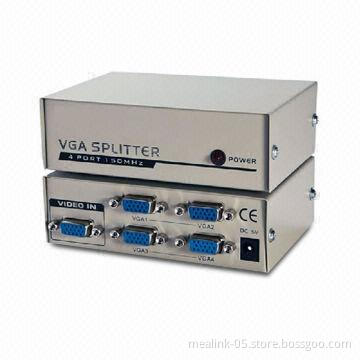 1-in-4/4 Port VGA Splitter with 1,920 x 1,440-pixel Resolution, 250MHz Frequency and Metal Case